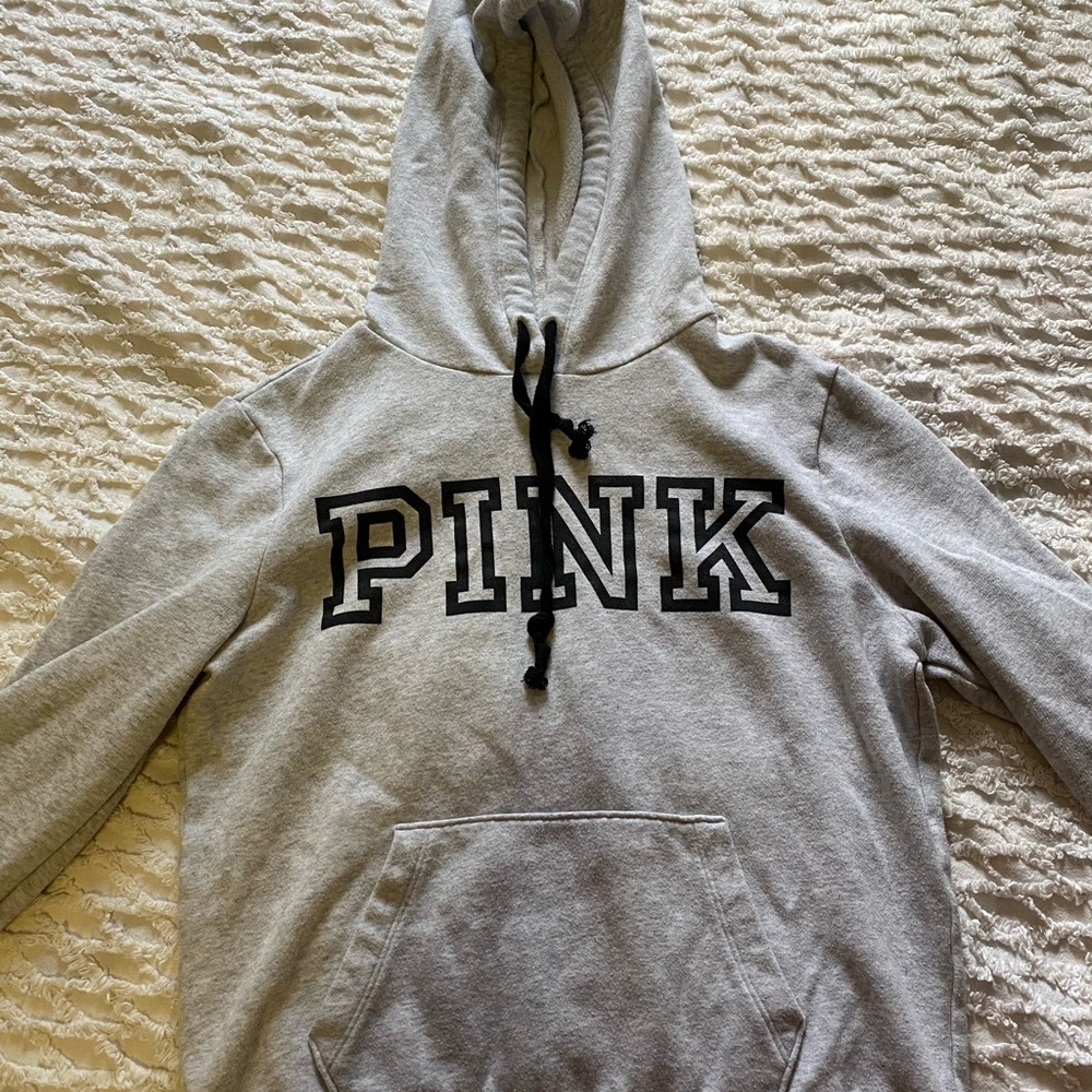 Pink Victoria Secret. Grey and Black. Hooded with pocket. Women’s Small.